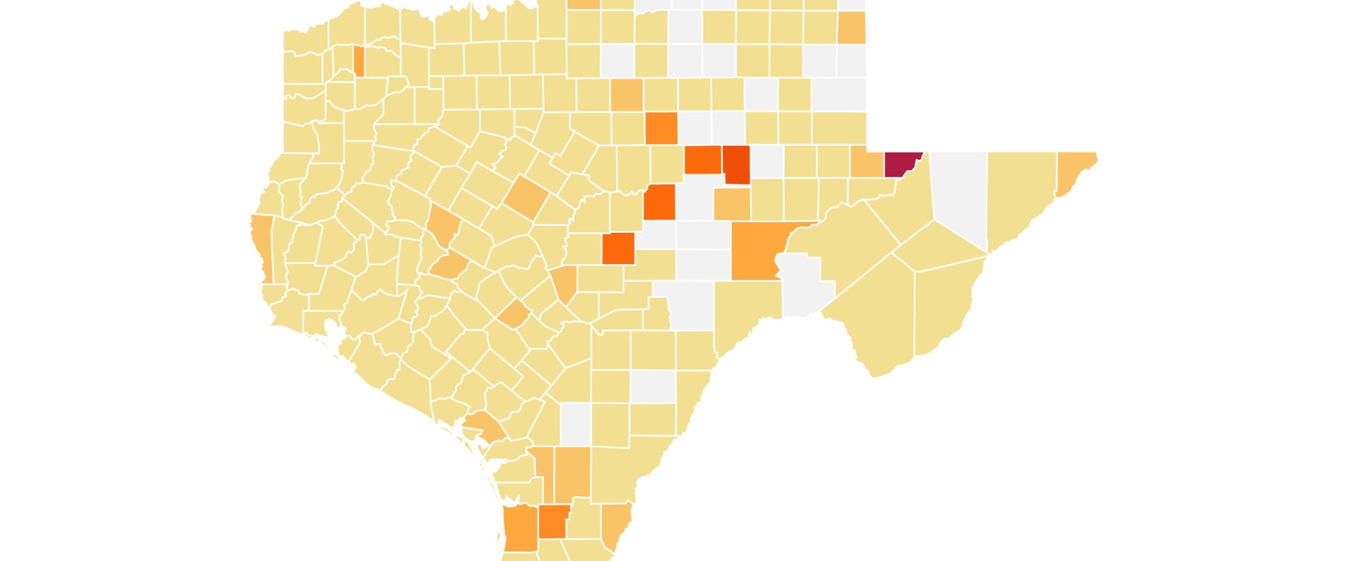 What counties in texas are open?